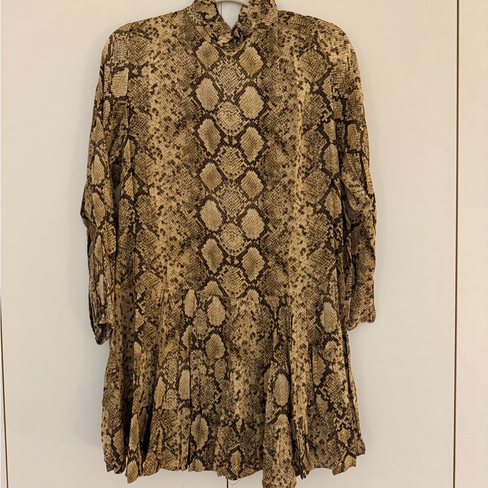 Zara Snake Print Mini Dress - Brown